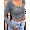 imageTrendy Queen Womens Long Sleeve Going Out Crop Tops Sweetheart Neck Cute Y2k T Shirts Side Slit TeesGrey