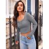 imageTrendy Queen Womens Long Sleeve Going Out Crop Tops Sweetheart Neck Cute Y2k T Shirts Side Slit TeesGrey