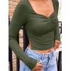 imageTrendy Queen Womens Long Sleeve Going Out Crop Tops Sweetheart Neck Cute Y2k T Shirts Side Slit TeesOlivegreen