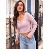 imageTrendy Queen Womens Long Sleeve Going Out Crop Tops Sweetheart Neck Cute Y2k T Shirts Side Slit TeesPink