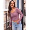 imageTrendy Queen Womens Long Sleeve Going Out Crop Tops Sweetheart Neck Cute Y2k T Shirts Side Slit TeesPinkpurple