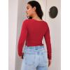 imageTrendy Queen Womens Long Sleeve Going Out Crop Tops Sweetheart Neck Cute Y2k T Shirts Side Slit TeesRed