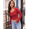 imageTrendy Queen Womens Long Sleeve Going Out Crop Tops Sweetheart Neck Cute Y2k T Shirts Side Slit TeesRed
