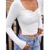 imageTrendy Queen Womens Long Sleeve Going Out Crop Tops Sweetheart Neck Cute Y2k T Shirts Side Slit TeesWhite