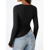 imageTrendy Queen Womens Long Sleeve Shirts Asymmetrical Ruched Going Out Slim Fit Tees Sexy Cute Y2k Fall Fashion Tops 2025Black