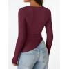 imageTrendy Queen Womens Long Sleeve Shirts Asymmetrical Ruched Going Out Slim Fit Tees Sexy Cute Y2k Fall Fashion Tops 2025Burgundyred