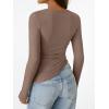 imageTrendy Queen Womens Long Sleeve Shirts Asymmetrical Ruched Going Out Slim Fit Tees Sexy Cute Y2k Fall Fashion Tops 2025Coffeegrey