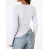 imageTrendy Queen Womens Long Sleeve Shirts Asymmetrical Ruched Going Out Slim Fit Tees Sexy Cute Y2k Fall Fashion Tops 2025White