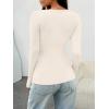 imageTrendy Queen Womens Long Sleeve Shirts Henley V Neck Ribbed Knit Tops Business Casual Basic TeesBeige