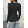 imageTrendy Queen Womens Long Sleeve Shirts Henley V Neck Ribbed Knit Tops Business Casual Basic TeesBlackgrey