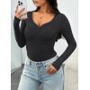 imageTrendy Queen Womens Long Sleeve Shirts Henley V Neck Ribbed Knit Tops Business Casual Basic TeesBlackgrey
