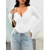 imageTrendy Queen Womens Long Sleeve Shirts Henley V Neck Ribbed Knit Tops Business Casual Basic TeesWhite