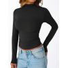 imageTrendy Queen Womens Long Sleeve Shirts Mock Neck Crop Tops Basic Turtleneck Tee Fall Fashion Thermal Underswear ClothesBlack