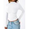 imageTrendy Queen Womens Long Sleeve Shirts Mock Neck Crop Tops Basic Turtleneck Tee Fall Fashion Thermal Underswear ClothesWhite