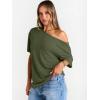imageTrendy Queen Womens Off The Shoulder Tops Oversized TShirts Short Sleeve Tees Summer 2025 Casual Spring Fashion ClothesArmygreen
