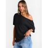 imageTrendy Queen Womens Off The Shoulder Tops Oversized TShirts Short Sleeve Tees Summer 2025 Casual Spring Fashion ClothesBlack