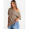 imageTrendy Queen Womens Off The Shoulder Tops Oversized TShirts Short Sleeve Tees Summer 2025 Casual Spring Fashion ClothesCoffeegrey