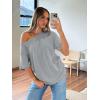 imageTrendy Queen Womens Off The Shoulder Tops Oversized TShirts Short Sleeve Tees Summer 2025 Casual Spring Fashion ClothesGrey