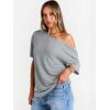 imageTrendy Queen Womens Off The Shoulder Tops Oversized TShirts Short Sleeve Tees Summer 2025 Casual Spring Fashion ClothesGrey