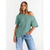 imageTrendy Queen Womens Off The Shoulder Tops Oversized TShirts Short Sleeve Tees Summer 2025 Casual Spring Fashion ClothesLightgreen