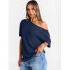 imageTrendy Queen Womens Off The Shoulder Tops Oversized TShirts Short Sleeve Tees Summer 2025 Casual Spring Fashion ClothesNavy