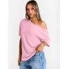 imageTrendy Queen Womens Off The Shoulder Tops Oversized TShirts Short Sleeve Tees Summer 2025 Casual Spring Fashion ClothesPink