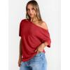 imageTrendy Queen Womens Off The Shoulder Tops Oversized TShirts Short Sleeve Tees Summer 2025 Casual Spring Fashion ClothesRed