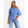 imageTrendy Queen Womens Off The Shoulder Tops Oversized TShirts Short Sleeve Tees Summer 2025 Casual Spring Fashion ClothesSkyblue