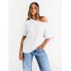 imageTrendy Queen Womens Off The Shoulder Tops Oversized TShirts Short Sleeve Tees Summer 2025 Casual Spring Fashion ClothesWhite