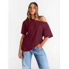 imageTrendy Queen Womens Off The Shoulder Tops Oversized TShirts Short Sleeve Tees Summer 2025 Casual Spring Fashion ClothesWinered