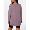 imageTrendy Queen Womens Oversized Long Sleeve T Shirts Side Slit Workout Tops Fall Fashion Plus Size Gym V Neck Basic Y2k TeesDarkpink