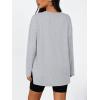 imageTrendy Queen Womens Oversized Long Sleeve T Shirts Side Slit Workout Tops Fall Fashion Plus Size Gym V Neck Basic Y2k TeesGrey