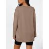 imageTrendy Queen Womens Oversized Long Sleeve T Shirts Side Slit Workout Tops Fall Fashion Plus Size Gym V Neck Basic Y2k TeesKhaki