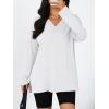 imageTrendy Queen Womens Oversized Long Sleeve T Shirts Side Slit Workout Tops Fall Fashion Plus Size Gym V Neck Basic Y2k TeesWhite