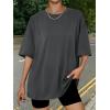 imageTrendy Queen Womens Oversized Summer T Shirts Plus Size Batwing Cute Casual Tops Short Sleeves Fashion Workout ClothesBlackgrey