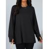 imageTrendy Queen Womens Oversized T Shirts Fall Tunic Thumb Hole Long Sleeve Workout Tops Fashion Plus Size Gym Loose Y2k TeeBlack