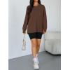 imageTrendy Queen Womens Oversized T Shirts Fall Tunic Thumb Hole Long Sleeve Workout Tops Fashion Plus Size Gym Loose Y2k TeeChocolate Brown