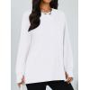 imageTrendy Queen Womens Oversized T Shirts Fall Tunic Thumb Hole Long Sleeve Workout Tops Fashion Plus Size Gym Loose Y2k TeeWhite