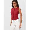 imageTrendy Queen Womens Ribbed Button Down Sleeveless Shirts Summer Going Out Cropped Tank TopRed