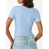 imageTrendy Queen Womens Short Sleeve Shirts Crewneck Ribbed Knit Slim Fitted TShirt Summer Basic Tee 2025 TopsBlue