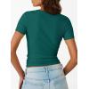 imageTrendy Queen Womens Short Sleeve Shirts Crewneck Ribbed Knit Slim Fitted TShirt Summer Basic Tee 2025 TopsForest Green