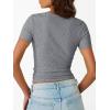 imageTrendy Queen Womens Short Sleeve Shirts Crewneck Ribbed Knit Slim Fitted TShirt Summer Basic Tee 2025 TopsGrey