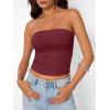 imageTrendy Queen Womens Strapless Tube Tops Basic Backless Sleeveless Bandeau Going Out Crop Tops Cute 2025 Summer ClothesBurgundy