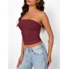 imageTrendy Queen Womens Strapless Tube Tops Basic Backless Sleeveless Bandeau Going Out Crop Tops Cute 2025 Summer ClothesBurgundy