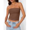 imageTrendy Queen Womens Strapless Tube Tops Basic Backless Sleeveless Bandeau Going Out Crop Tops Cute 2025 Summer ClothesCoffee