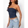 imageTrendy Queen Womens Strapless Tube Tops Basic Backless Sleeveless Bandeau Going Out Crop Tops Cute 2025 Summer ClothesNavy
