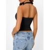 imageTrendy Queen Womens Summer Halter Tops Going Out Crop Top 2025 Fashion Cowl Neck Shirts Backless Sexy Cute Y2K ClothesBlack