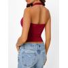 imageTrendy Queen Womens Summer Halter Tops Going Out Crop Top 2025 Fashion Cowl Neck Shirts Backless Sexy Cute Y2K ClothesRed