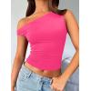 imageTrendy Queen Womens Summer Off The Shoulder Tops Going Out T Shirts Crop Tank Top Fashion Clothes Spring Outfits 2025Bright Pink