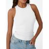 imageTrendy Queen Womens Tank Tops Summer Workout Racerback Ribbed Shirts Beach Vacation Outfits Spring Fashion Y2k ClothesWhite